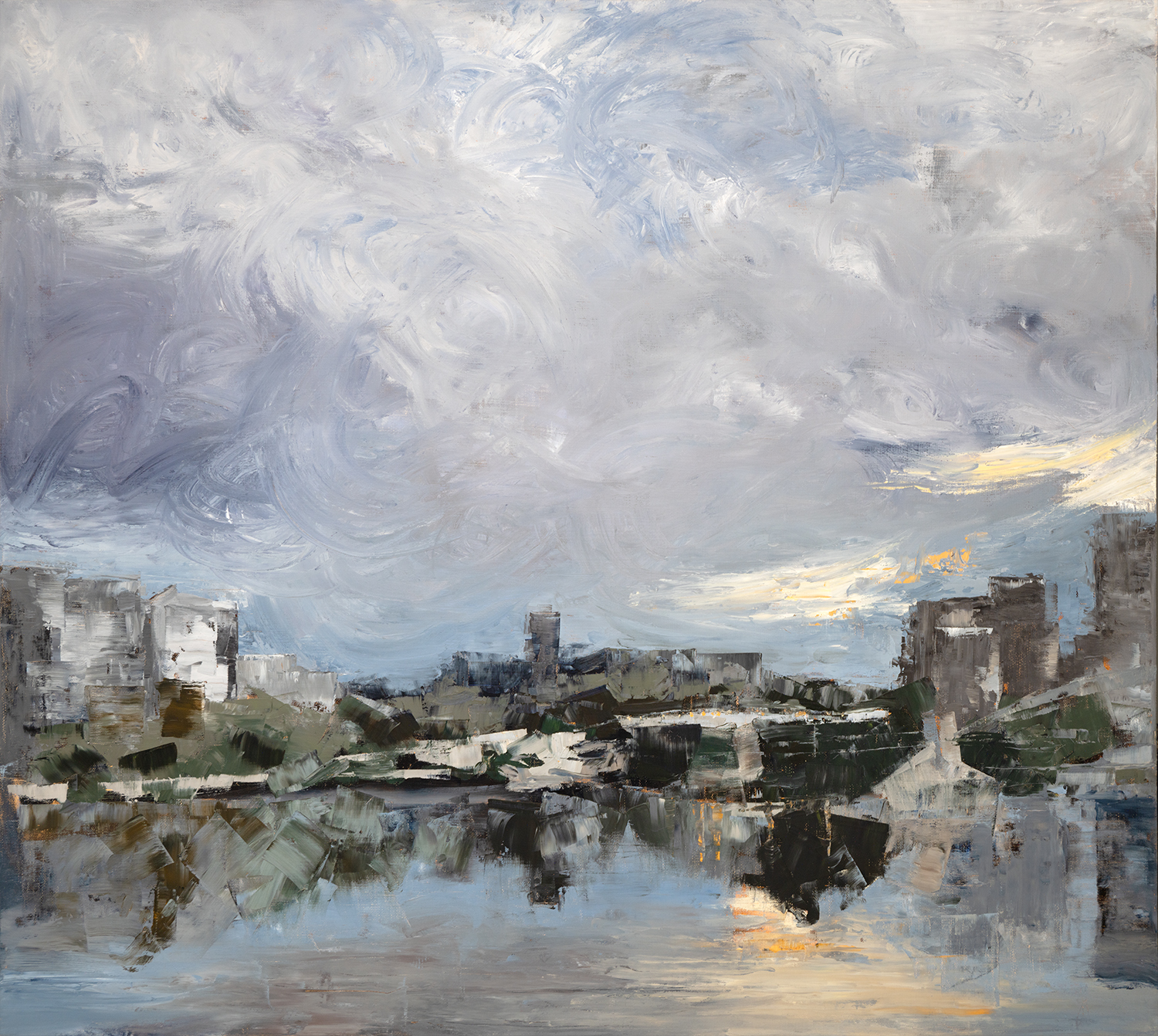 Oil Painting of the Brisbane River in the City.